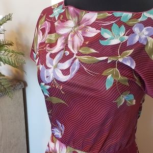 Burgundy floral vintage dress